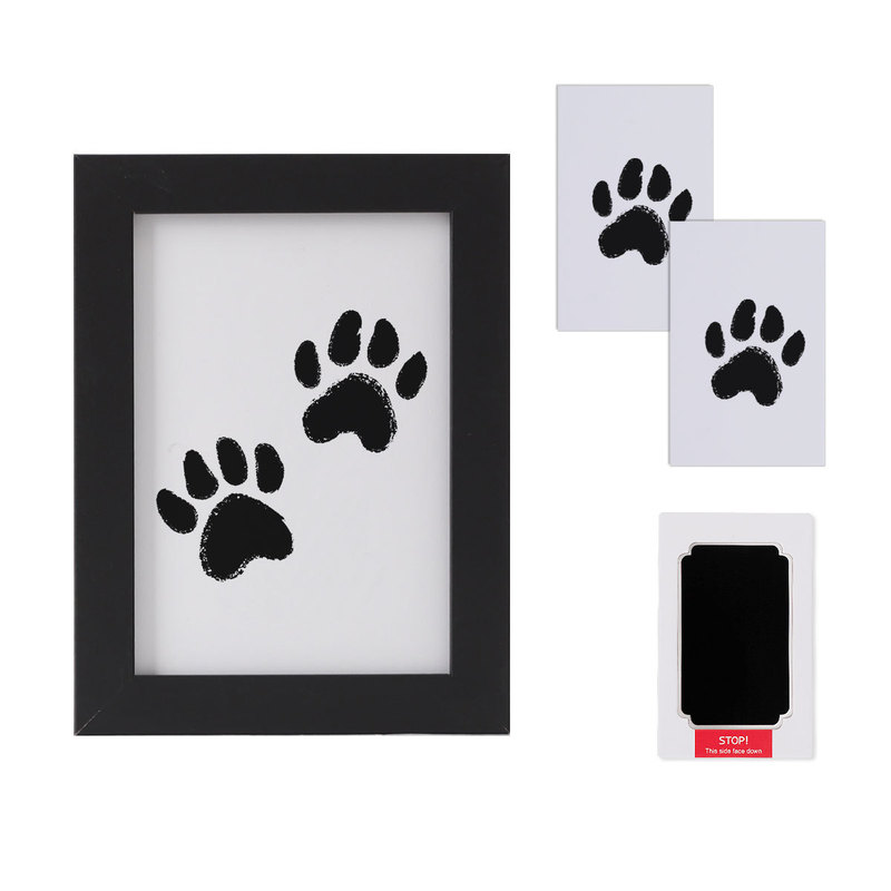 Cross-Border Pet Dog and Cat DIY Paw Print Photo Frame Hand-Free Ink Pad Ink Pad 5inch Picture Frame Commemorative Photo Frame Set