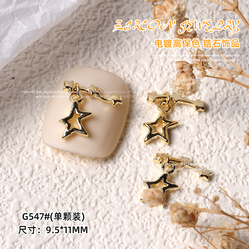 Nueva luz de la celebridad Internet lujo circón Super Flash Perla Cadena amor mariposa colgante uñas Oro Cielo Estrellado Estrella Diamantes