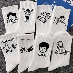 靴下男性用ストッキングins潮百合中筒学生スポーツバスケットボールソックス秋男性吸汗長筒潮男