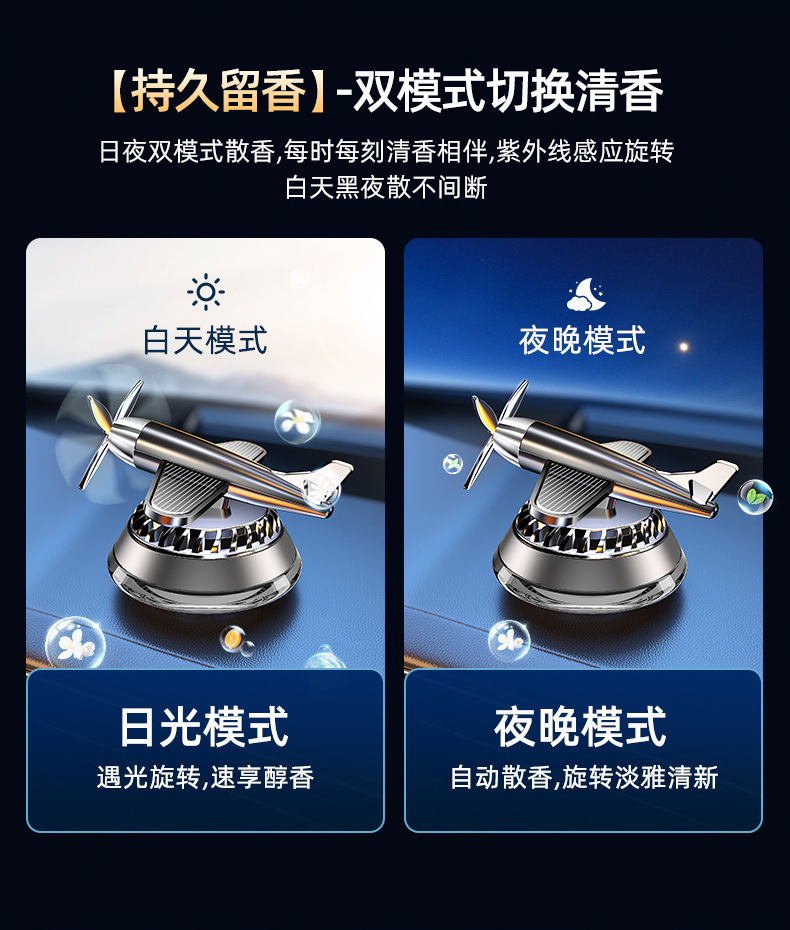 Cross-Border New Car Solar Aircraft Perfume Holder Car Aromatherapy Ornaments Creative Long-Lasting Light Fragrance