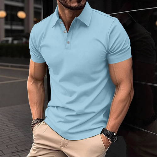 Amazon Men's Summer Ice Silk Breathable Quick Dry Button Down Polo Shirt Casual Fashion T-Shirt
