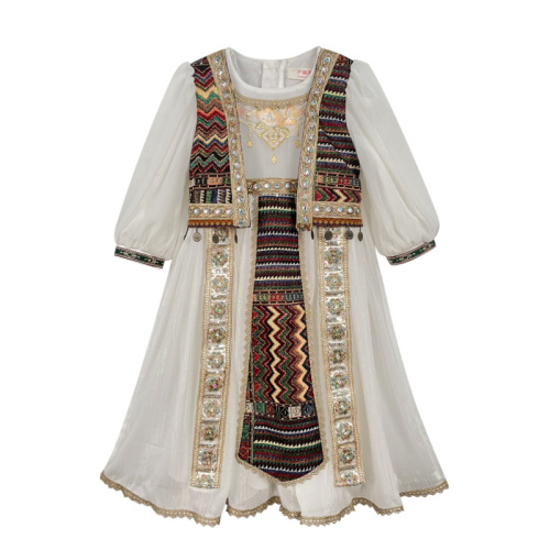 Chinese-style dress for girls, summer princess skirt, children's women's ethnic-style dress, children's clothing, dance dress, high-end set, wholesale