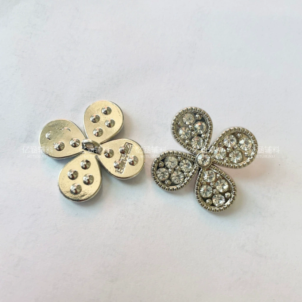 Metal knitted pin, shirt, decorations, wholesale, Chanel style, four-leaf clover