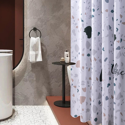 跨境數碼印花浴簾 230g滌綸浴簾布 衛生間隔斷定制浴簾定制