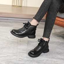 英伦风复古短靴2025新款冬季加棉保暖马丁靴圆头软底休闲大头女鞋