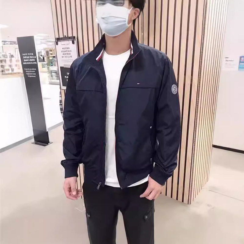 in stock autumn new TOMMY Tommy men's stand collar zipper cardigan casual sports embroidered jacket coat s