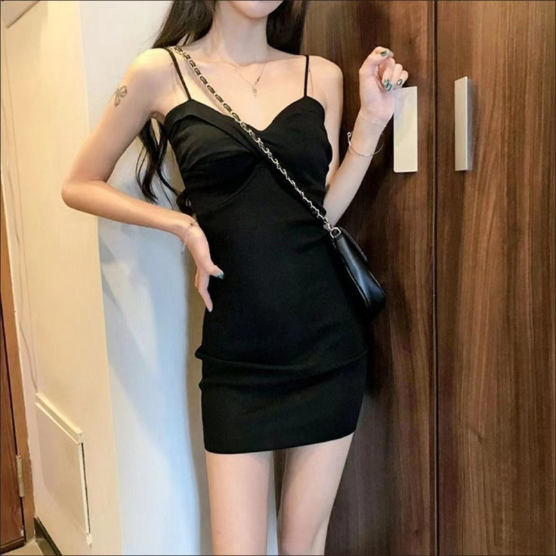 甘いホットガールサスペンダードレス女性のための 2025 夏の新しい純粋な欲望スタイルウエスト痩身小柄なヒップカバーショートスカート|undefined