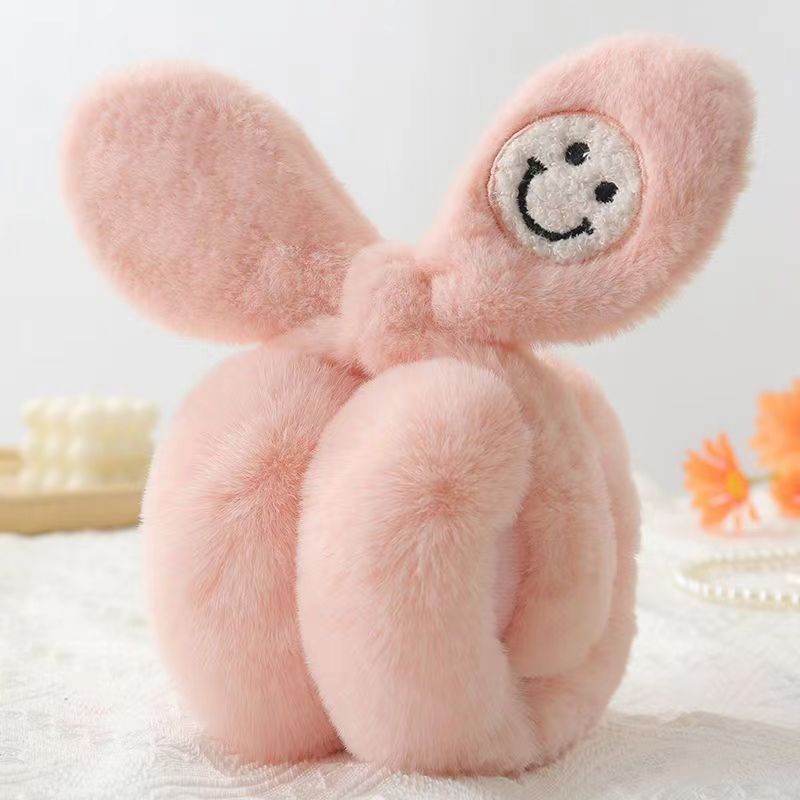 New winter versatile smiling ear muffs for men and women, warm and foldable plush ear pouch, student anti-freeze ear cover