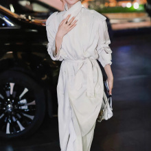 明星同款风衣外套女中长款2025秋季新款白色气质白茶高级感大衣