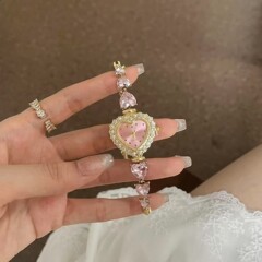 スーパーフラッシュパウダーダイヤモンドラブウォッチチェーンニッチデザインプルアウト調節可能なブレスレットライトラグジュアリーファッションハイエンドジュエリー