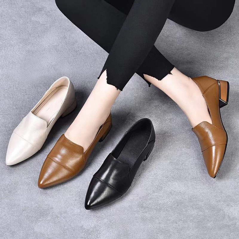 Leather Shoes Mid-heel 2023 New Genuine Leather Four Seasons Deep Mouth Single-layer Shoes Spring and Autumn Soft Bottom Thick-heel Slip-on Low-heel Women's Shoes Leather Shoes Mid-heel 2023 New Genuine Leather Four Seasons Deep Mouth Single-layer Shoes Spring and Autumn Soft Bottom Thick-heel Slip-on Low-heel Women's Shoes