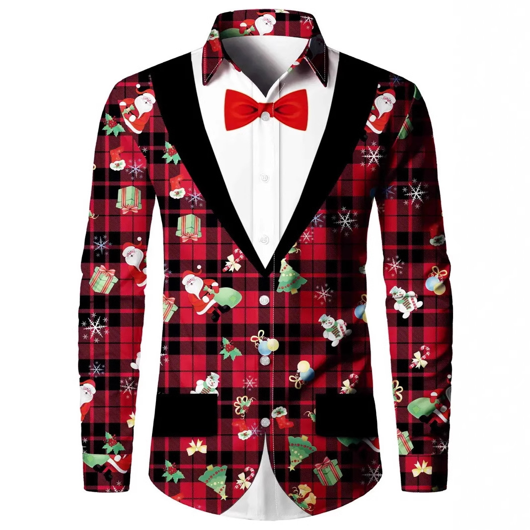 2024 nuevas camisas estampadas digitales falsas de dos piezas para hombres calientes de la moda de Amazon transfronteriza Amazon MB12