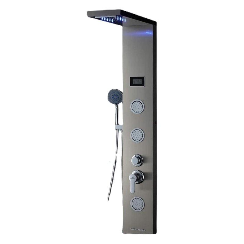 Stainless steel shower screen suit digital display with ceiling lamp split wall-mounted bathroom shower suit household shower