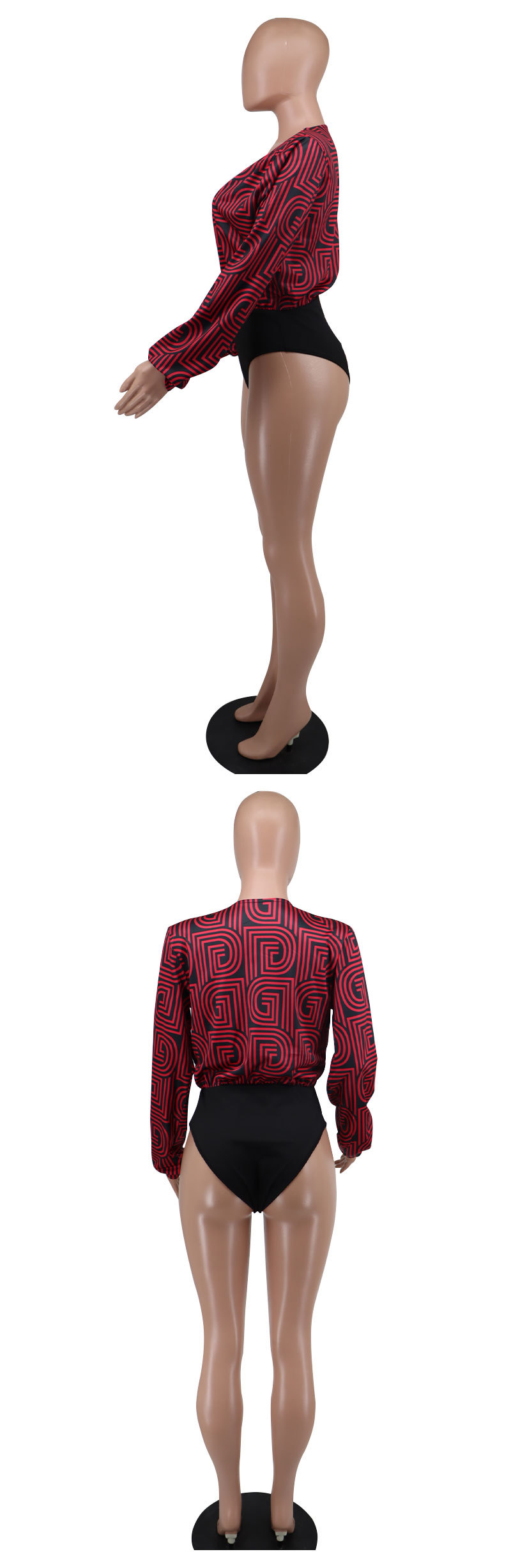 Macacão sexy de manga comprida estampado moda casual outono_voghion.com