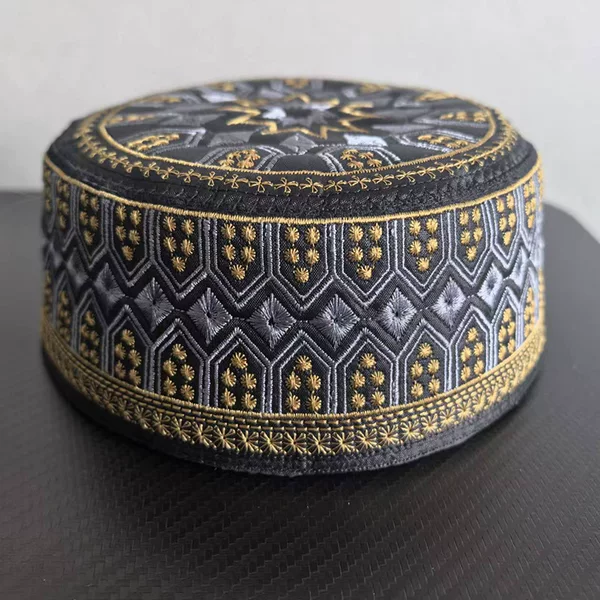 Cross-Border Supply, Embroidered Hats, Round Hats, Men's Hats, Flat-Top Hats, Xinjiang Hats