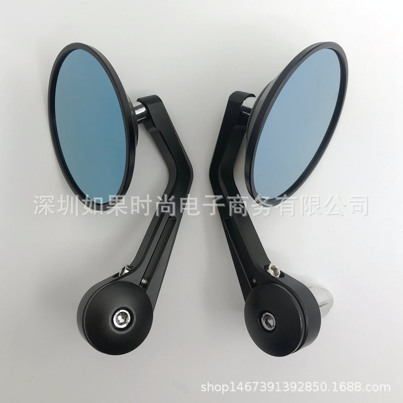 Factory Direct Sales Motorcycle Cnc Curved Rod Rearview Mirror All-Aluminum Cherry Round Motorcycle Reflector Retro Rearview Mirror