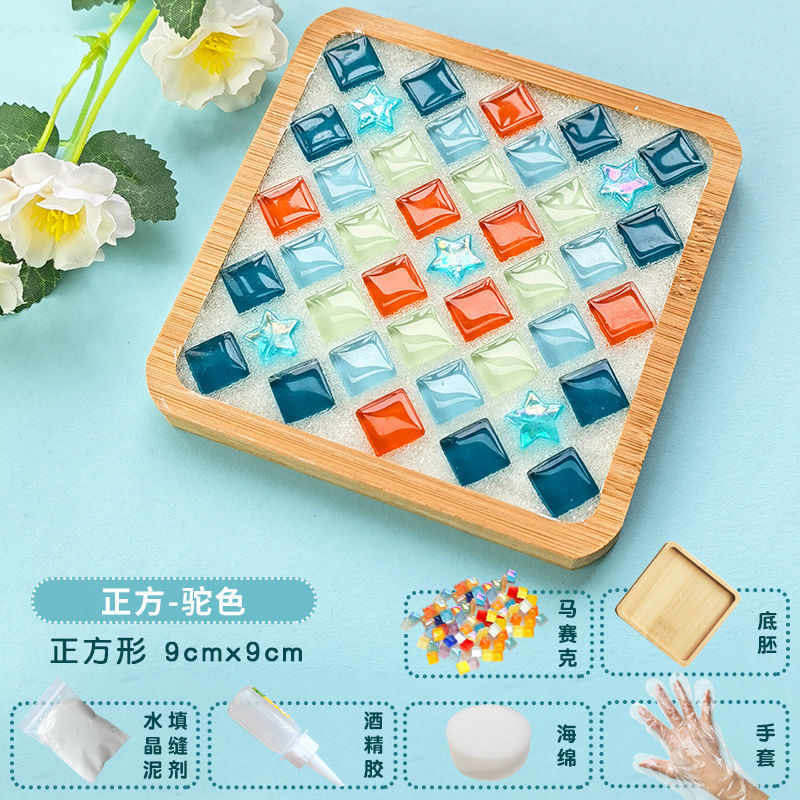 Nuevo producto bricolaje hecho a mano posavasos paquete de material mosaico padre-hijo creativo jardín de infantes pequeño regalo al por mayor juguetes educativos