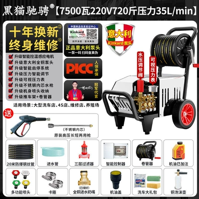 Car washing machine, Black Cat High-Pressure Car Washer - italian-brand-pump-7500-watt-220v-360kg-pressure-35l-flow-20m-tube-high-pressure-coil-version