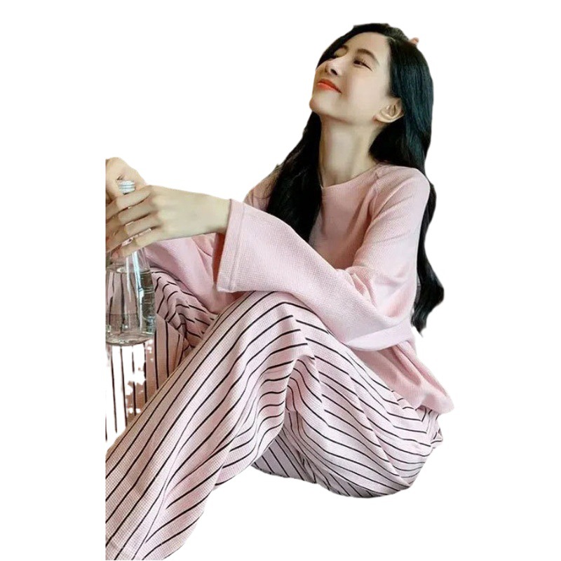 Chubby Girl Plus size pijamas Otoño de las mujeres Nuevo 2023 pantalones de manga larga sueltos traje de desgaste para el hogar Sudeste Asiático transfronterizo