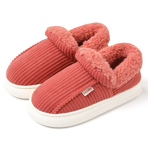 Socks and Slippers Winter Women Large Size Thick Fleece Warm Thick-Insole Men Striped Home Cotton Shoes Men Winter Wholesale