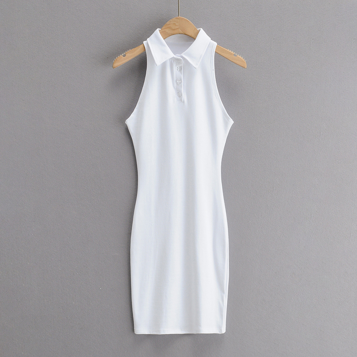 lapel sleeveless narrow shoulder dress   NSHS33471