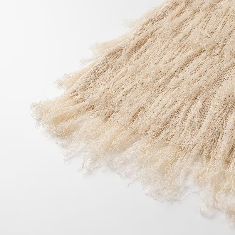 Vacation, Streetwear Style Wholesale Women's Vacation Streetwear Tassel Solid Color Casual Holiday Round Neck Sleeveless Fringe Dress