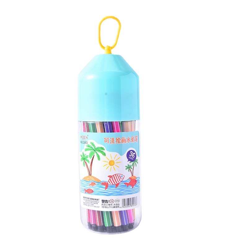 Suministro directo de fábrica traje de pluma de acuarela para niños 12 barril de color cepillo lavable kindergarten pluma de color al por mayor
