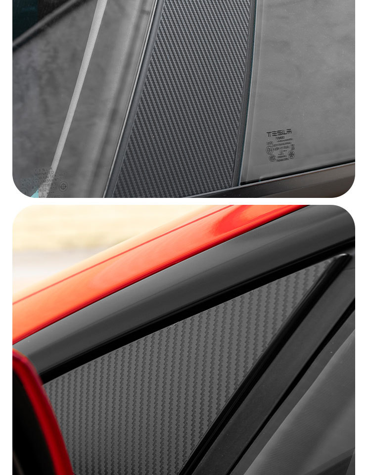 Suitable for Tesla Model Y New Version Model 3 A+B Pillar Stickers Car Exterior Accessories Carbon Fiber Pattern Stickers