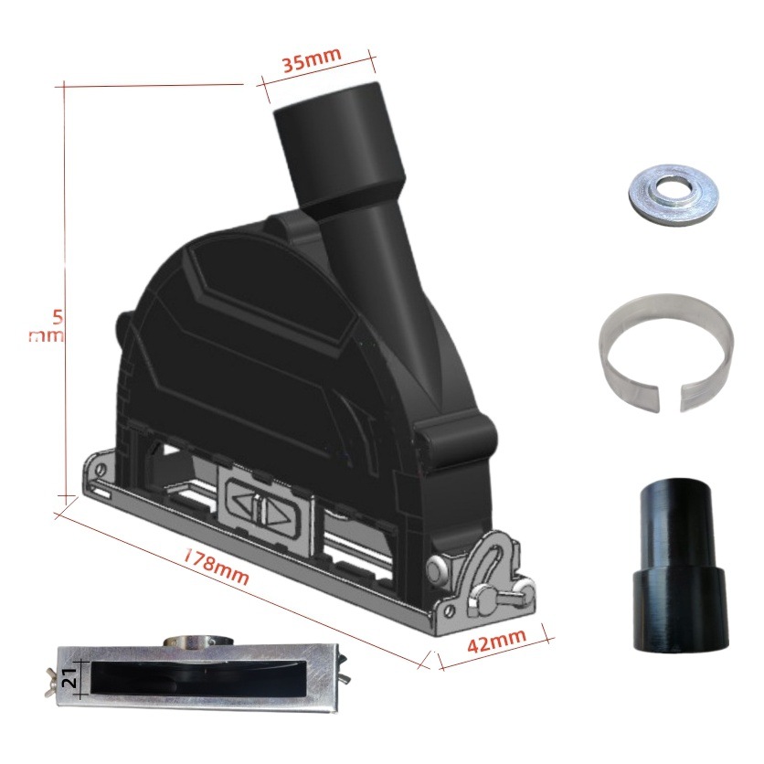 Amoladora de ángulo 100 corte cubierta de polvo amoladora de mano cubierta de polvo de hormigón de piedra ranurada cubierta de corte de producción