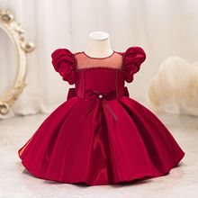 外贸小童款儿童礼服泡泡袖公主裙女宝宝周岁生日连衣裙baby dress