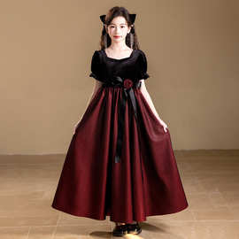 儿童礼服2026外贸新简约法式复古蓬蓬纱公主裙女童钢琴演奏演出服