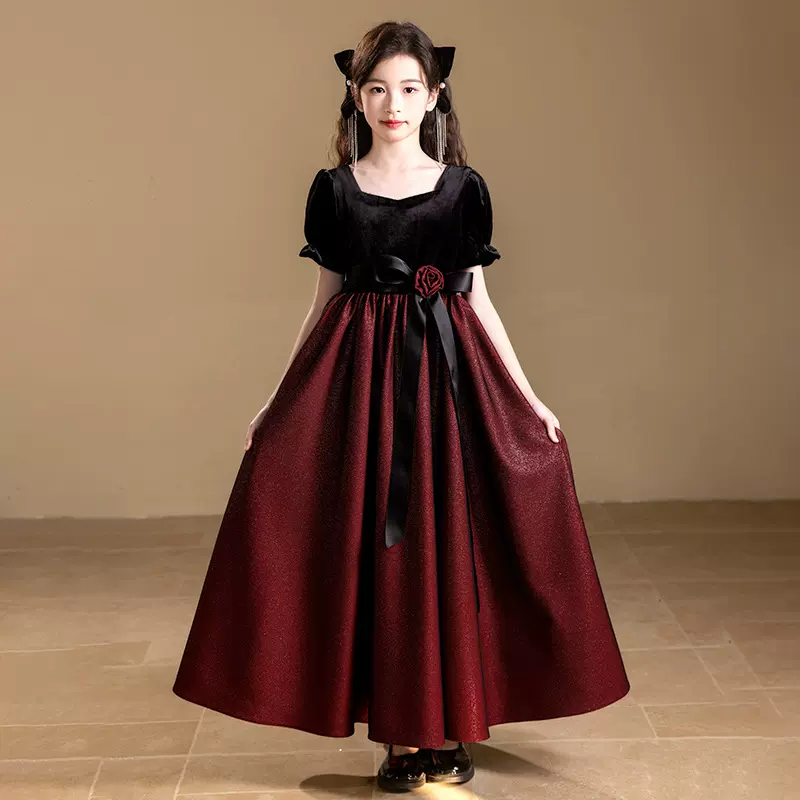 儿童礼服2026外贸新简约法式复古蓬蓬纱公主裙女童钢琴演奏演出服