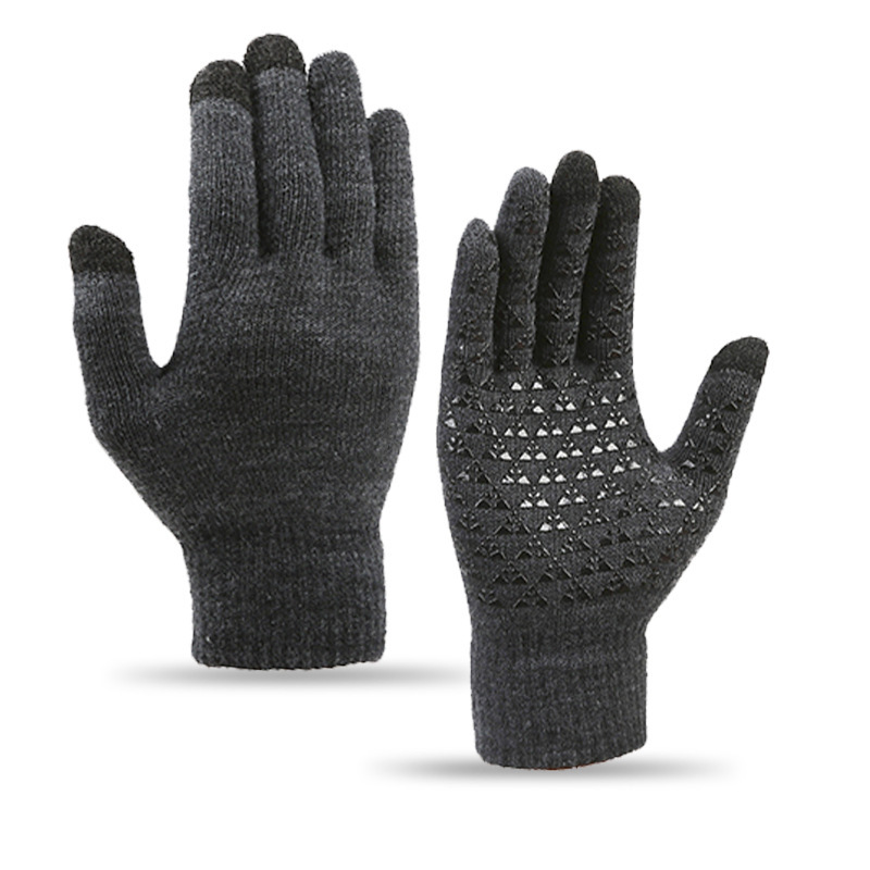 Guantes de lana de conducción antideslizantes de punto para hombre pantalla táctil de invierno teléfono móvil a prueba de frío guantes calientes de cinco dedos para mujer transfronterizos