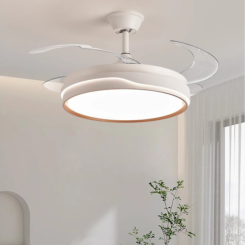 2023 New Cream Style Modern Simple Invisible Fan Lamp Living Room Bedroom Restaurant Ceiling Fan Lamp Home Smart Fan