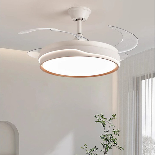 New Cream Style Modern Simple Invisible Fan Lamp Living Room Bedroom Restaurant Ceiling Fan Lamp Home Smart Fan