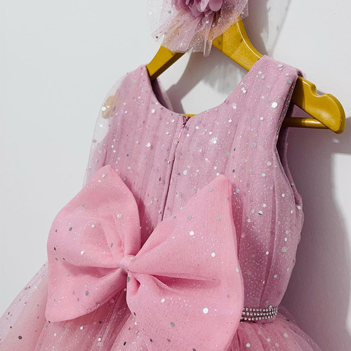Princess Dress Girls' Formal Dress Glitter Princess Dress Children's Rose Fairy Dress 2024 New Style Fashion