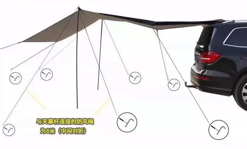 Car Side Awning Rainproof Off-Road Vehicle Car Side Tent Side Canopy Outdoor Off-Road Vehicle Self-Driving Car Equipment