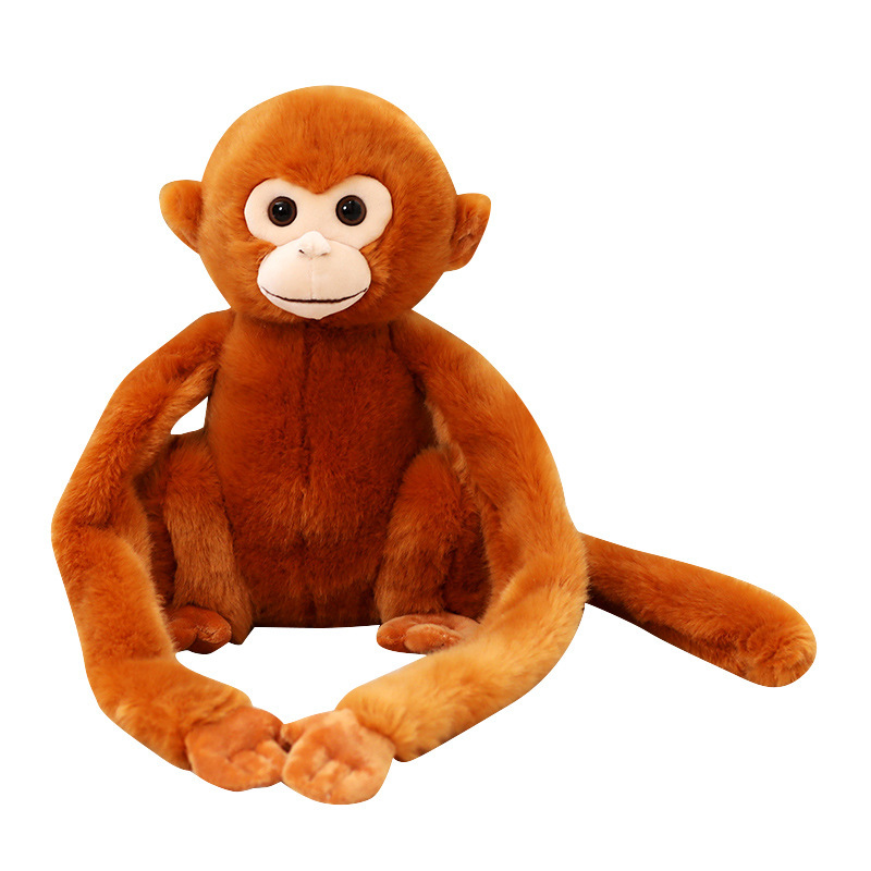 Simulación lindo mono juguete de peluche oro mono muñeca de brazo largo cortina de monos atar muñecas colgantes accesorios de fotografía
