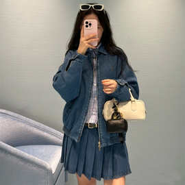 外贸跨境原标MIU缪家网红款复古风丹宁牛仔衣羽绒夹克外套男女