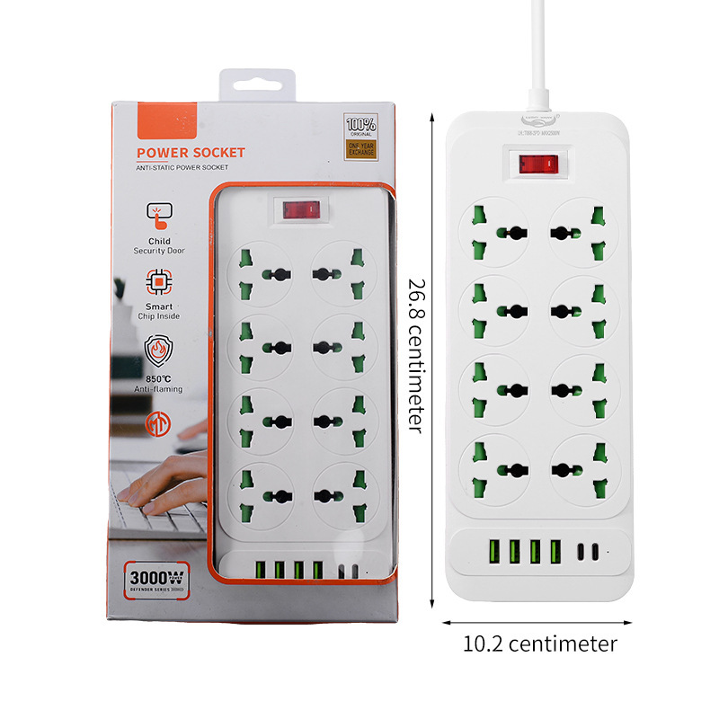 Conector de 6 - 8 - bit con sobrecarga con interruptor de lámpara de cobre caja de regalo USB enchufe de comercio exterior tabla de conector