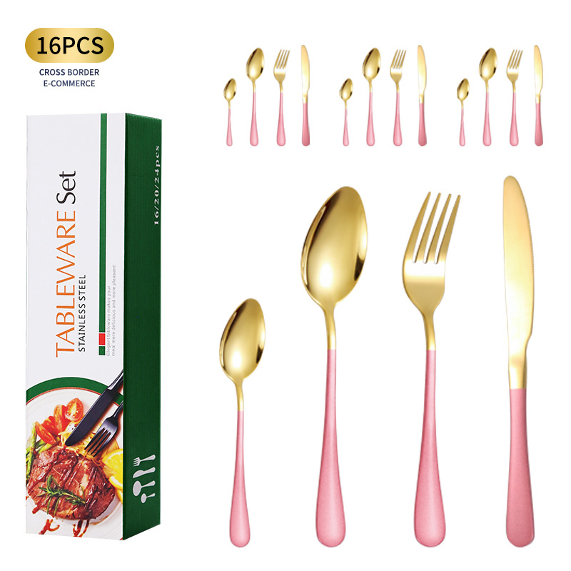 Amazon vajilla transfronteriza 1010 traje de acero inoxidable juego de 16 piezas Conjunto de 4 piezas creativo cuchillo de carne occidental tenedor cuchara