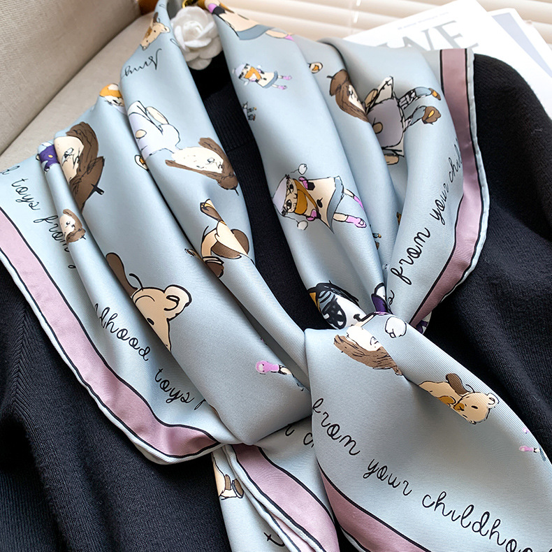 Korean Simple Cartoon Pattern Silk Scarf display picture 13