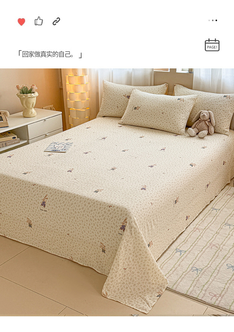 2026 Thickened Double-Layer Gauze Bed Sheet Single Piece Class A Mother and Baby Grade Crinkled Gauze Dormitory Single Person Comforter Pillowcase Three-Piece Set