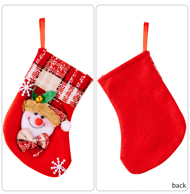 Natal Novas decorações de Natal Floco de neve com sinos Meias de desenho animado Velho boneco de neve Alce Meia de Natal Sacola de presente_voghion.com