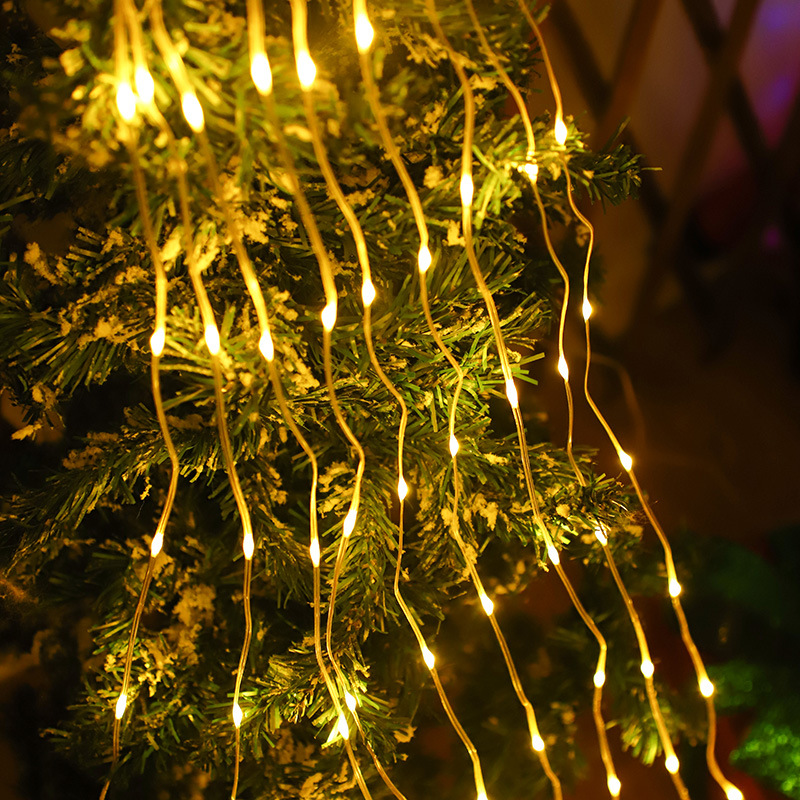 Lámpara de hilo de cuero led cadena de luz solar cadena de luz al aire libre romántico árbol de Navidad decoración lámpara de estrella de techo de árbol