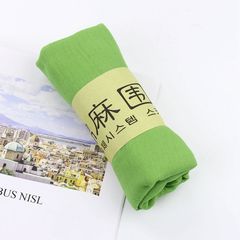 長款純色棉麻絲巾女秋天冬季保暖裝飾文藝圍巾女裝禮品披肩大紅色