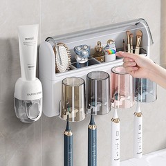 佳助手歯ブラシ棚穴なし歯磨きコップうがいカップ壁掛け式家庭電動歯磨き粉棚セット