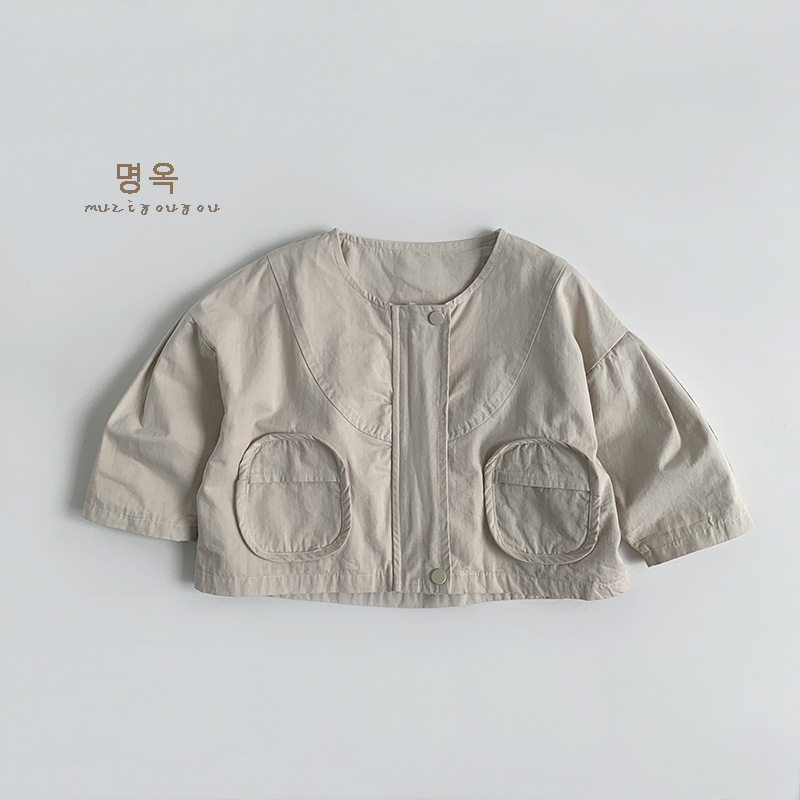 Chaqueta de primavera coreana para niños 2025 nuevos tops japoneses para niños y niñas ropa de cuello redondo para niños de moda