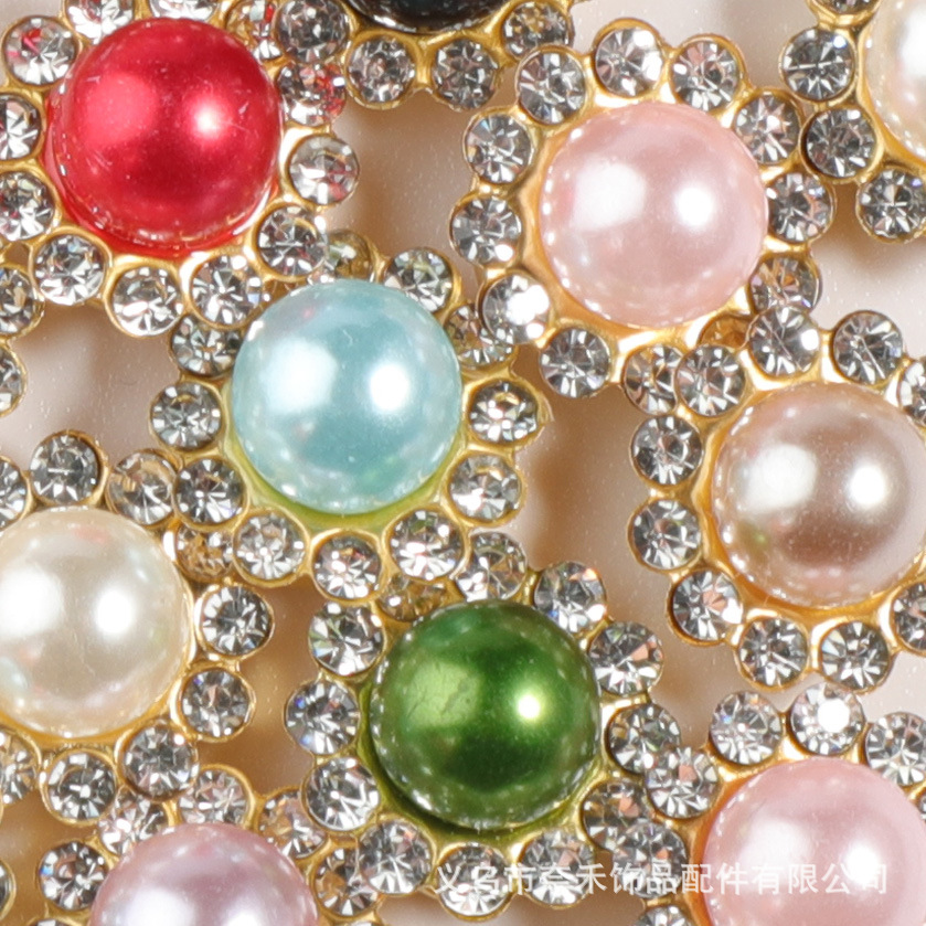 Fábrica de perlas artificiales de doble capa de diamante arco flor corazón diamante bricolaje accesorios para el cabello accesorios de diamantes de girasol