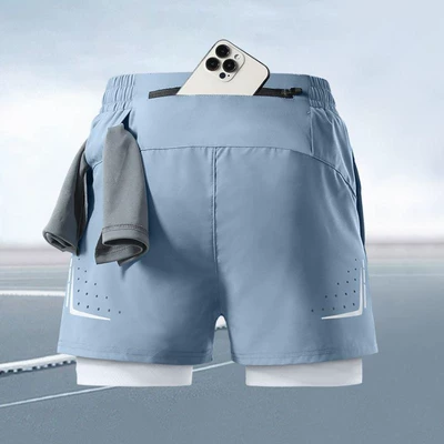 Car roof lining – Fitness Shorts with Inner Lining - s-recommended-30-40kg-dk421-blue-four-pockets-can-hold-mobile-phones
